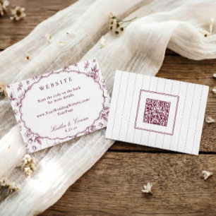 Carte D'accompagnement Site Web de Mariage Vintage Rouge Vin Floral Franç
