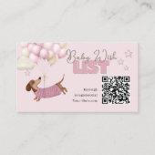 Carte D'accompagnement Site Web de Registre de Bébé Code QR Teckel Rose (Devant)