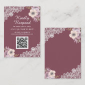 Carte D'accompagnement Site Web de Réponse de Mariage avec Code QR Broder (Devant / Derrière)
