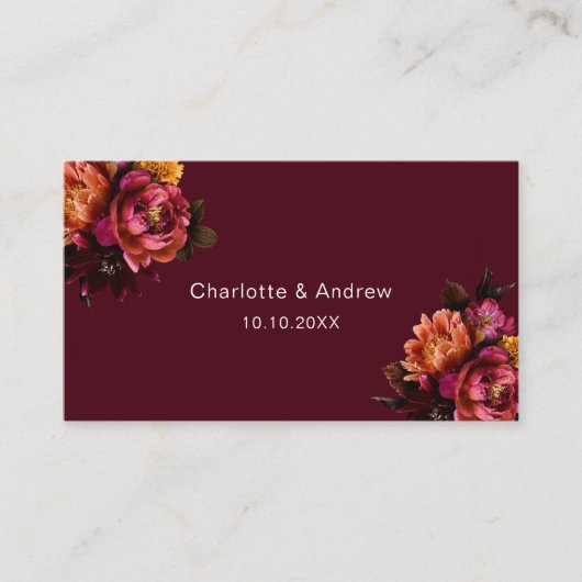 Carte D'accompagnement Site web de réponse du mariage Bourgogne code QR R (Devant)