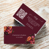 Carte D'accompagnement Site web de réponse du mariage Bourgogne code QR R