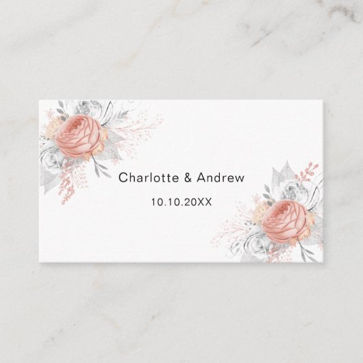 Carte D'accompagnement Site web de réponse du mariage de rose blanc code  (Devant)