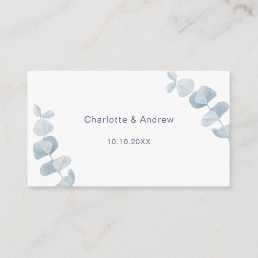 Carte D'accompagnement Site web de réponse mariage bleu blanc code QR RSV (Devant)