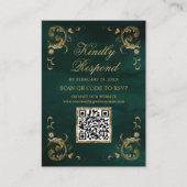 Carte D'accompagnement Site Web de Réponse Mariage Code QR Or Vert Émerau (Devant)