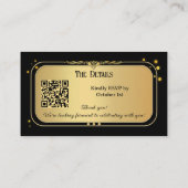 Carte D'accompagnement Site Web du Mariage Black Gold Confetti (Dos)