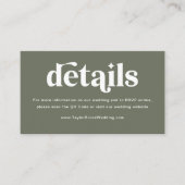 Carte D'accompagnement Site Web du Mariage Boho Retro Sage Green (Devant)