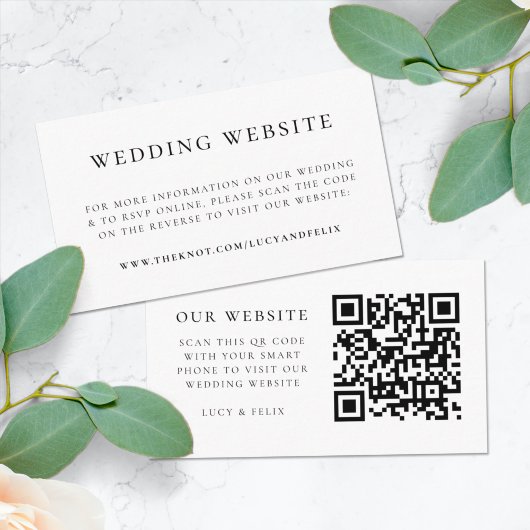 Carte D'accompagnement Site Web du Mariage | Code QR RSVP Élégant Chic