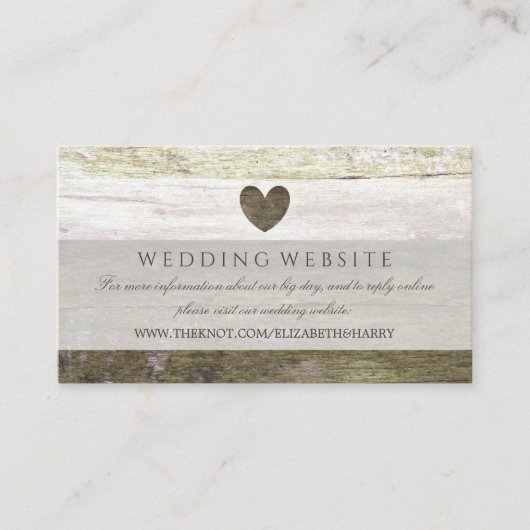 Carte D'accompagnement Site Web du Mariage Country Wood Heart (Devant)