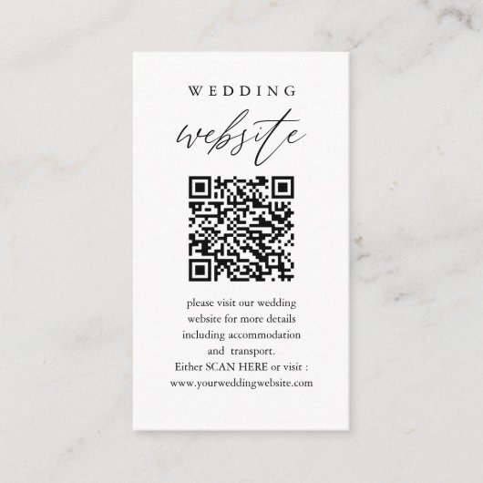Carte D'accompagnement Site Web du Mariage de code QR Scan Me (Devant)