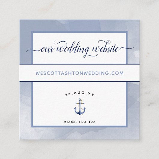 Carte D'accompagnement Site Web du Mariage de l'événement #Nautical Blue  (Devant)
