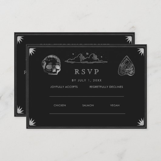 Carte D'accompagnement Site Web du Mariage Mariage gothique | Cod RSVP QR (Devant / Derrière)