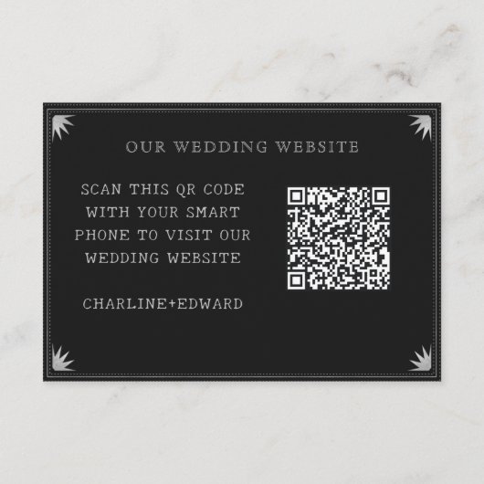 Carte D'accompagnement Site Web du Mariage Mariage gothique | Cod RSVP QR (Dos)
