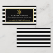 Carte D'accompagnement Site Web du Mariage Nautical Gold Wheel, Black & G (Devant / Derrière)