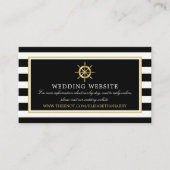 Carte D'accompagnement Site Web du Mariage Nautical Gold Wheel, Black & G (Devant)