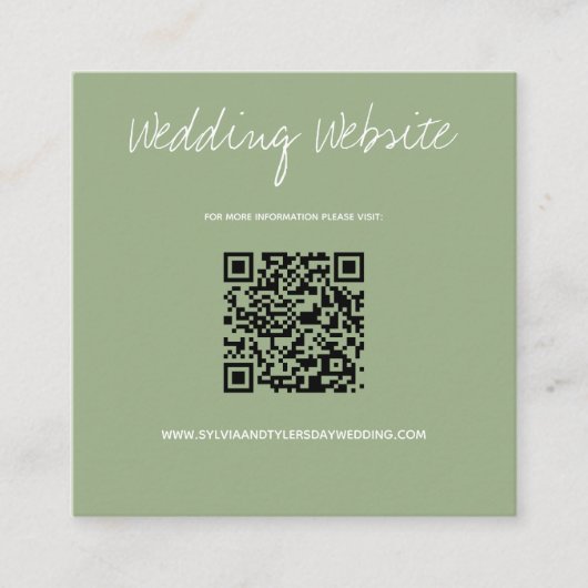 Carte D'accompagnement Site Web du Mariage QR Code Sage (Devant)