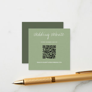 Carte D'accompagnement Site Web du Mariage QR Code Sage