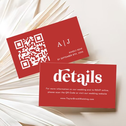 Carte D'accompagnement Site web du Mariage Red Rose