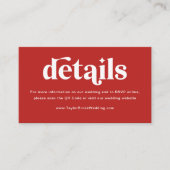 Carte D'accompagnement Site web du Mariage Red Rose (Devant)