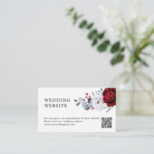 Carte D'accompagnement Site Web du Mariage Royal Red White Silver Boho (Debout devant)
