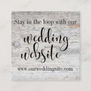 Carte D'accompagnement Site Web du Mariage Rustic Agé Grey Wood & Script