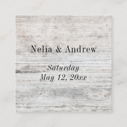 Carte D'accompagnement Site Web du Mariage Rustic Agé Grey Wood & Script (Dos)