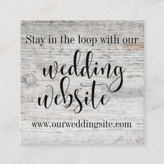 Carte D'accompagnement Site Web du Mariage Rustic Agé Grey Wood & Script (Devant)