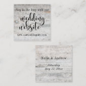Carte D'accompagnement Site Web du Mariage Rustic Agé Grey Wood & Script (Devant / Derrière)