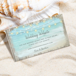 Carte D'accompagnement Site Web du Mariage Rustic Beach Wood String