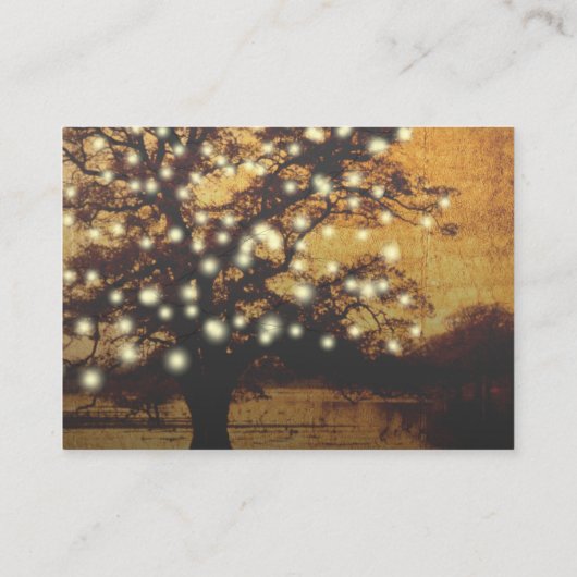 Carte D'accompagnement Site Web du Mariage Rustic Parchment Tree & Lights (Dos)