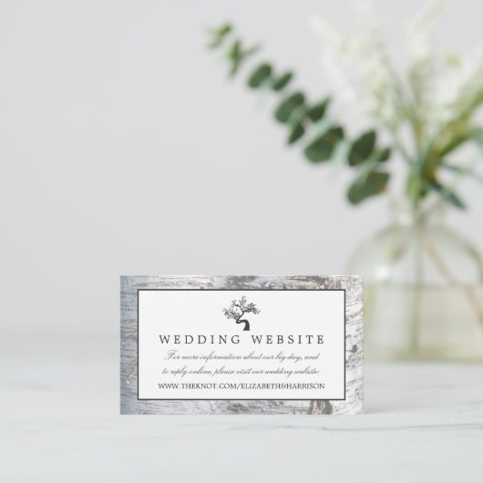 Carte D'accompagnement Site Web du Mariage Rustic Silver Birch Tree (Debout devant)