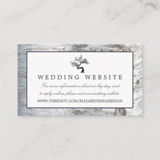 Carte D'accompagnement Site Web du Mariage Rustic Silver Birch Tree (Devant)