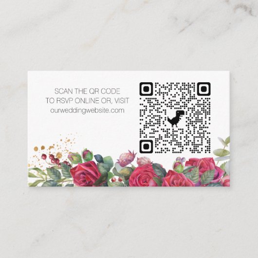 Carte D'accompagnement Site web en ligne RSVP QR Code Red Rose Mariage (Devant)