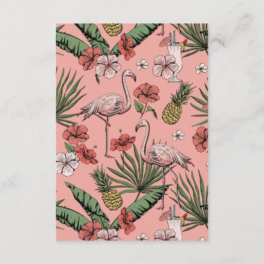 Carte D'accompagnement Site Web Hawaiian Flamant rose Fête des mariées QR (Dos)