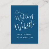 Carte D'accompagnement Site web mariage bleu coeur blanc code QR Enclôtur (Devant)