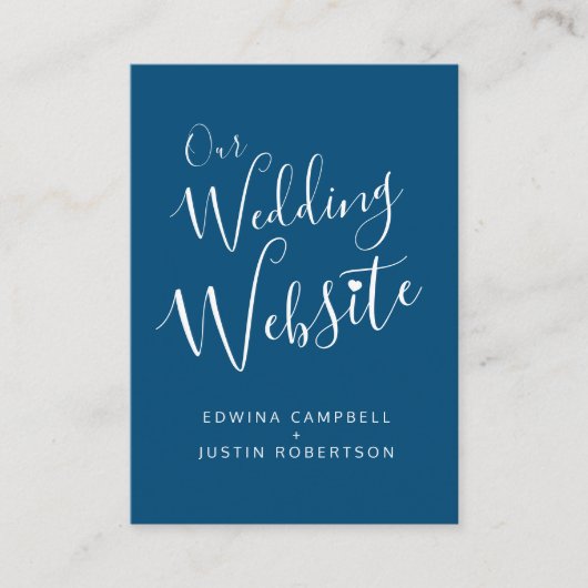 Carte D'accompagnement Site web mariage bleu coeur blanc code QR Enclôtur (Devant)