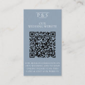 Carte D'accompagnement Site Web Mariage bleu Dusty QR Code Photo Rsvp (Devant)