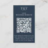 Carte D'accompagnement Site Web Mariage bleu Marine Code QR Photo Rsvp (Devant)