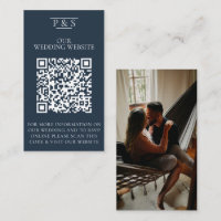 Site Web Mariage bleu Marine Code QR Photo Rsvp