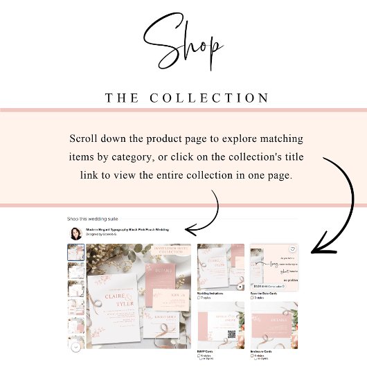 Carte D'accompagnement Site Web Mariage Chic Peach / Détails