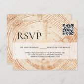 Carte D'accompagnement Site web Mariage de bois rustique QR code rsvp (Devant / Derrière)