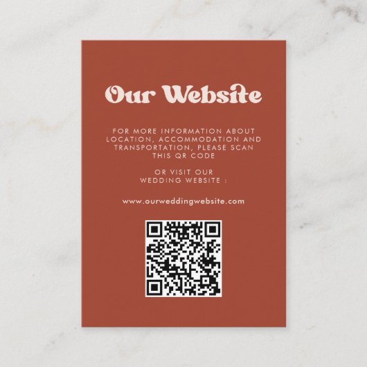 Carte D'accompagnement Site Web mariage de code de code de Terracotta (Devant)