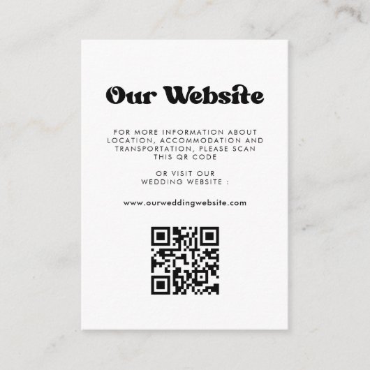 Carte D'accompagnement Site Web mariage de code QR rétro stylé (Devant)