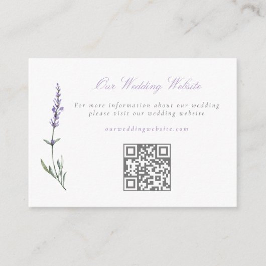 Carte D'accompagnement Site Web Mariage de la lavande aquarelle Code QR (Devant)
