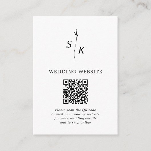 Carte D'accompagnement Site Web Mariage de monogramme à feuilles courtes  (Devant)