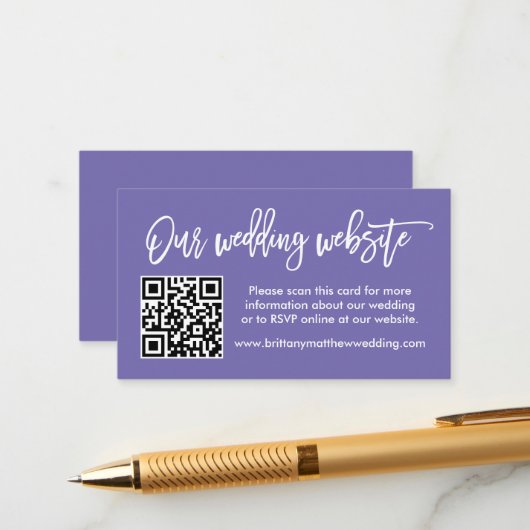 Carte D'accompagnement Site Web Mariage de script de brosse moderne QR Pe (Devant/Arrière en situation)
