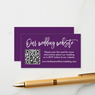 Carte D'accompagnement Site Web Mariage de script de brosse moderne QR Pu