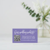 Carte D'accompagnement Site Web Mariage de script de brosse QR Périwinkle (Debout devant)
