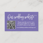 Carte D'accompagnement Site Web Mariage de script de brosse QR Périwinkle (Devant)
