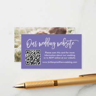 Carte D'accompagnement Site Web Mariage de script de brosse QR Périwinkle