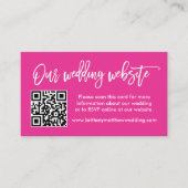 Carte D'accompagnement Site Web Mariage de script de Brush QR Photo rose (Devant)